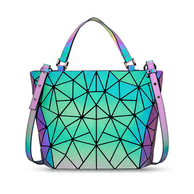 Moda Geometri Zil PU Deri Bez Çantalar Lazer Renk Değiştirme