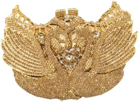 BOUTIQUE DE FGG KADINLAR SWAN CLUTCH Kristal Akşam Çantaları Düğün Partisi Yemek Hanımlar Rhinestone MINAUDIERE Çanta