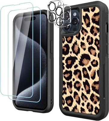 5'te 1 iphone 15 Plus için, 2 paket ekran koruyucusu + 2 paket kamera lens koruyucusu ile, ağır görevli sağlam sağlam