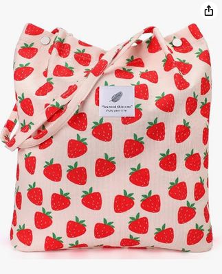 Büyük Kapasiteli Kadın Kız Çocukları için Korduroy Tekrar Kullanılabilir Alışveriş Omuz Çantası, İç Kısmı