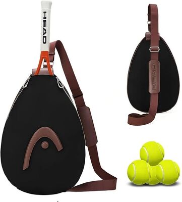 Tennis Pickleball Badminton için HEAD Raket Çantası, Siyah. Su geçirmez Crossbody Sling, Polyester & PU, Düzenlenebilir, 1-2 Raket tutar, Mahkemede Uygulama, Hafta Sonu Oyunları ve Günlük Taşıma