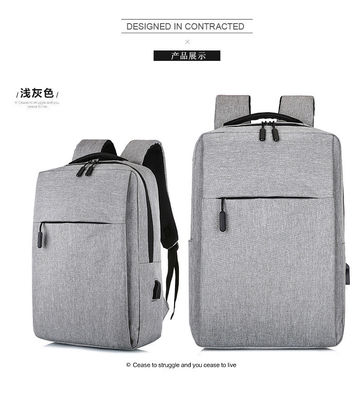 Two Zipper Pockets Waterproof Nylon USB Laptop Backpack