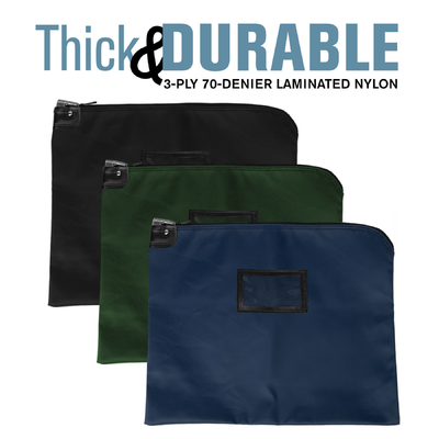 Laminasyonlu nilon HIPAA kilitli posta çantaları kart sahibiyle - 19W X 15H - Gemiye hazır