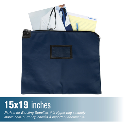 Laminasyonlu nilon HIPAA kilitli posta çantası W/HANDLES - 19W X 15H - Gemiye hazır