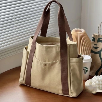 Canvas çanta Tote dışarı çıkmak Canvas tüm-in-bir çalışma yüksek görünüm seviyesi seyahat büyük kapasiteli sanat öğrencisi tek omuzlu