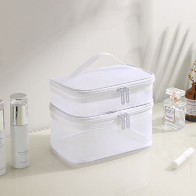 NEW GAUZE MAKEUP BAG BÜYÜK KAPASITETLİ SEYAHAT ÇANTASI basit taşınabilir tuvalet çantası çift katmanlı taşınabilir kozmetik depolama çantası