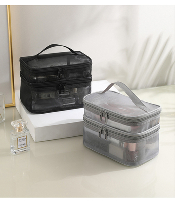 NEW GAUZE MAKEUP BAG BÜYÜK KAPASITETLİ SEYAHAT ÇANTASI basit taşınabilir tuvalet çantası çift katmanlı taşınabilir kozmetik depolama çantası
