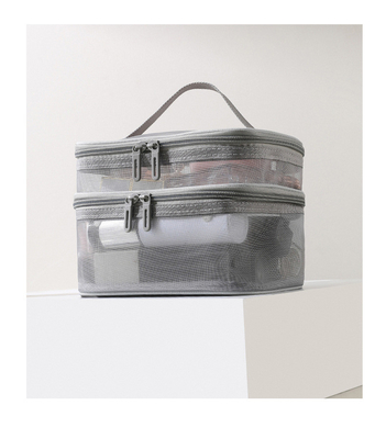 NEW GAUZE MAKEUP BAG BÜYÜK KAPASITETLİ SEYAHAT ÇANTASI basit taşınabilir tuvalet çantası çift katmanlı taşınabilir kozmetik depolama çantası