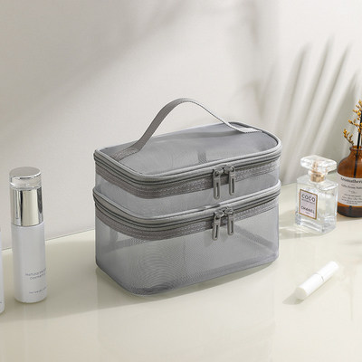 NEW GAUZE MAKEUP BAG BÜYÜK KAPASITETLİ SEYAHAT ÇANTASI basit taşınabilir tuvalet çantası çift katmanlı taşınabilir kozmetik depolama çantası
