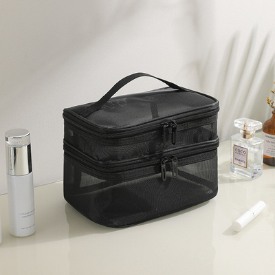NEW GAUZE MAKEUP BAG BÜYÜK KAPASITETLİ SEYAHAT ÇANTASI basit taşınabilir tuvalet çantası çift katmanlı taşınabilir kozmetik depolama çantası