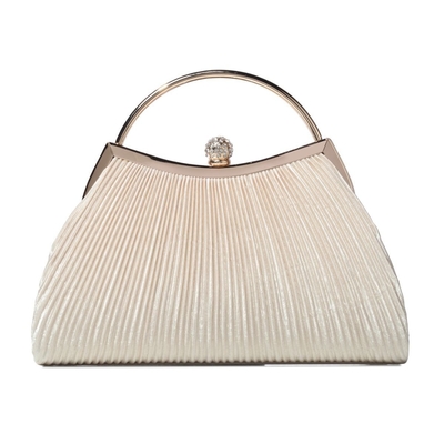 Avrupa ve Birleşik Devletler RETRO SOLID COLOR PLEATED HAND RING FASHION LOCK CLOSED DINER BAG CHAIN CROSSBODY BAG