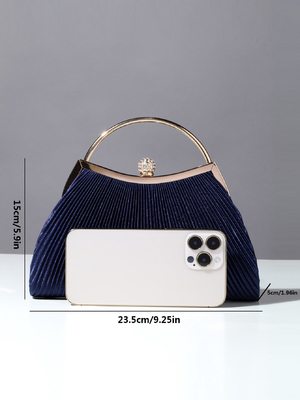 Avrupa ve Birleşik Devletler RETRO SOLID COLOR PLEATED HAND RING FASHION LOCK CLOSED DINER BAG CHAIN CROSSBODY BAG