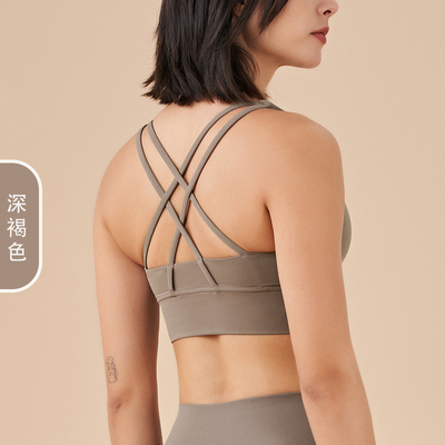 Çifte taraflı fırçalı çapraz sırt sporları iç çamaşırı şok geçirmez yumruklama yoga sporları braya fitness yelek