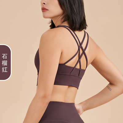 Çifte taraflı fırçalı çapraz sırt sporları iç çamaşırı şok geçirmez yumruklama yoga sporları braya fitness yelek