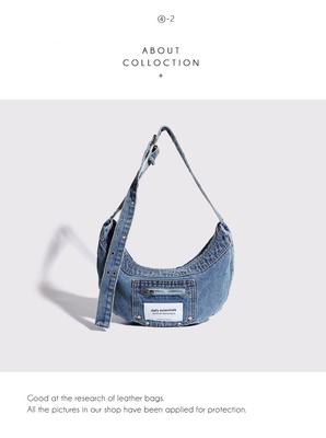 2024 Sınır ötesi Yeni Alt Kol Çantası Niche Tasarımı Retro Yıkama Denim Çantası SENIOR DUMPLING BAG