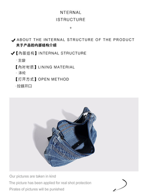 2024 Sınır ötesi Yeni Alt Kol Çantası Niche Tasarımı Retro Yıkama Denim Çantası SENIOR DUMPLING BAG