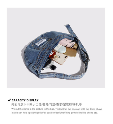 2024 Sınır ötesi Yeni Alt Kol Çantası Niche Tasarımı Retro Yıkama Denim Çantası SENIOR DUMPLING BAG