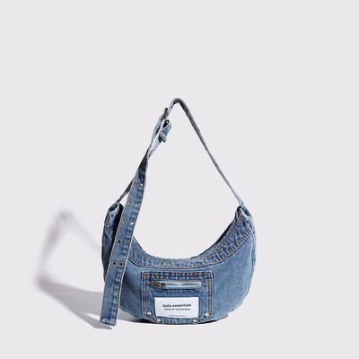 2024 Sınır ötesi Yeni Alt Kol Çantası Niche Tasarımı Retro Yıkama Denim Çantası SENIOR DUMPLING BAG