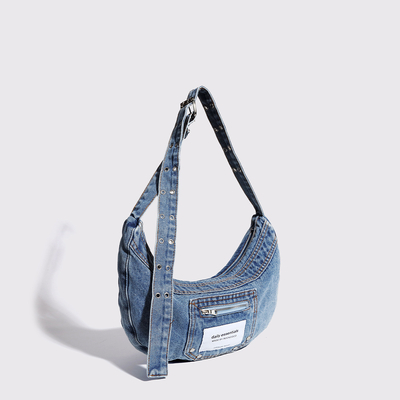2024 Sınır ötesi Yeni Alt Kol Çantası Niche Tasarımı Retro Yıkama Denim Çantası SENIOR DUMPLING BAG