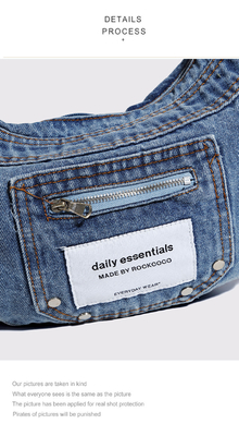 2024 Sınır ötesi Yeni Alt Kol Çantası Niche Tasarımı Retro Yıkama Denim Çantası SENIOR DUMPLING BAG