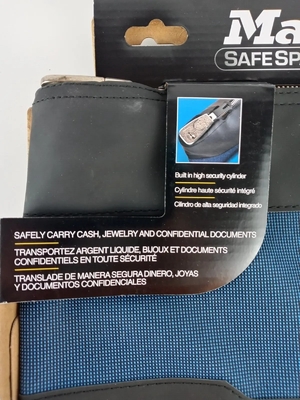 Su geçirmez para çantası kilitli ve iki anahtarlı, nilon dosya çantası, fermuarlı banka para çantası,