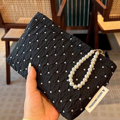 POLKA DOT BLACK MAKEUP BAG SWEET SKINCARE DEPOZ BAG GÖTÜNÜCÜ DÜŞÜNÜCÜ KÖTÜK ÇANTASI GÖTÜNÜCÜ DÜŞÜNÜCÜ YÜÇÜNÜCÜ