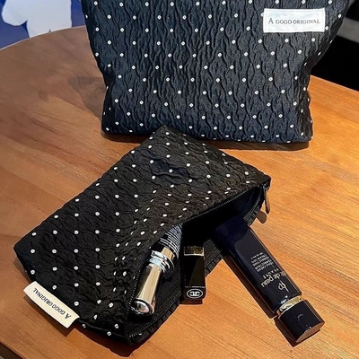 POLKA DOT BLACK MAKEUP BAG SWEET SKINCARE DEPOZ BAG GÖTÜNÜCÜ DÜŞÜNÜCÜ KÖTÜK ÇANTASI GÖTÜNÜCÜ DÜŞÜNÜCÜ YÜÇÜNÜCÜ