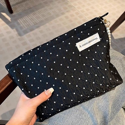 POLKA DOT BLACK MAKEUP BAG SWEET SKINCARE DEPOZ BAG GÖTÜNÜCÜ DÜŞÜNÜCÜ KÖTÜK ÇANTASI GÖTÜNÜCÜ DÜŞÜNÜCÜ YÜÇÜNÜCÜ