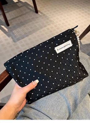 POLKA DOT BLACK MAKEUP BAG SWEET SKINCARE DEPOZ BAG GÖTÜNÜCÜ DÜŞÜNÜCÜ KÖTÜK ÇANTASI GÖTÜNÜCÜ DÜŞÜNÜCÜ YÜÇÜNÜCÜ
