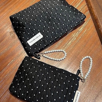 POLKA DOT BLACK MAKEUP BAG SWEET SKINCARE DEPOZ BAG GÖTÜNÜCÜ DÜŞÜNÜCÜ KÖTÜK ÇANTASI GÖTÜNÜCÜ DÜŞÜNÜCÜ YÜÇÜNÜCÜ