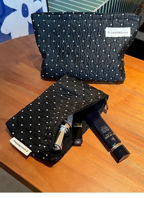 POLKA DOT BLACK MAKEUP BAG SWEET SKINCARE DEPOZ BAG GÖTÜNÜCÜ DÜŞÜNÜCÜ KÖTÜK ÇANTASI GÖTÜNÜCÜ DÜŞÜNÜCÜ YÜÇÜNÜCÜ