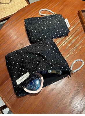 POLKA DOT BLACK MAKEUP BAG SWEET SKINCARE DEPOZ BAG GÖTÜNÜCÜ DÜŞÜNÜCÜ KÖTÜK ÇANTASI GÖTÜNÜCÜ DÜŞÜNÜCÜ YÜÇÜNÜCÜ