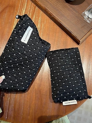 POLKA DOT BLACK MAKEUP BAG SWEET SKINCARE DEPOZ BAG GÖTÜNÜCÜ DÜŞÜNÜCÜ KÖTÜK ÇANTASI GÖTÜNÜCÜ DÜŞÜNÜCÜ YÜÇÜNÜCÜ