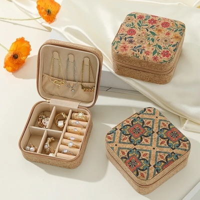 ORIGINAL PREMIUM KORK Mücevher Kutusu Kolay taşınabilir yolculuk küpeleri yüzük kolye depolama kutusu