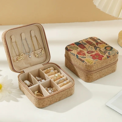 ORIGINAL PREMIUM KORK Mücevher Kutusu Kolay taşınabilir yolculuk küpeleri yüzük kolye depolama kutusu
