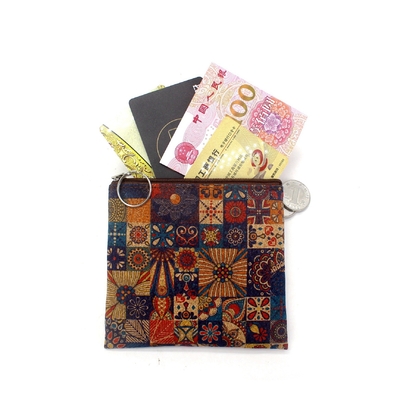 VINTAGE Gerçek Ahşap Baskı Kork Para Cüzdan Kabuk Baskı Para Çantası