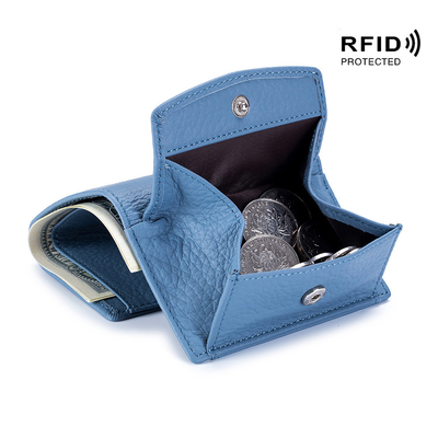 Hırsızlık karşıtı fırça kadın deri cüzdanı kısa kart çantası üç katlı küçük cüzdan RFID MINI inek deri parası cüzdanı