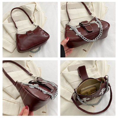 Yüksek kaliteli alt kol çantası kadınların yeni sonbahar ve kış modası Niche moda her şey retro zincir yolcu omuz ve