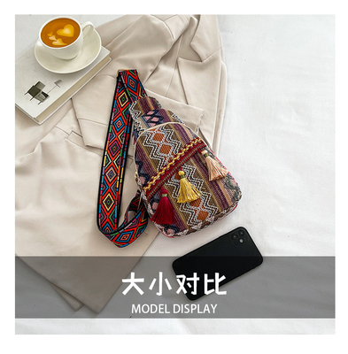 Yeni Çin moda tek omuzlu çapraz vücut çantası net Kırmızı basit etnik stil küçük çanta doku göğüs çanta kadın çanta