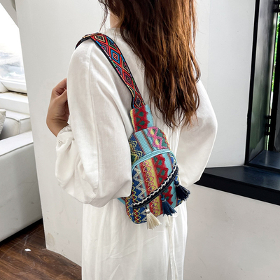 Yeni Çin moda tek omuzlu çapraz vücut çantası net Kırmızı basit etnik stil küçük çanta doku göğüs çanta kadın çanta