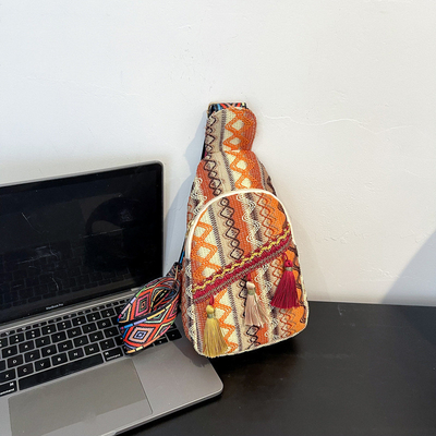 Yeni Çin moda tek omuzlu çapraz vücut çantası net Kırmızı basit etnik stil küçük çanta doku göğüs çanta kadın çanta