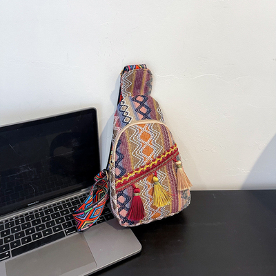 Yeni Çin moda tek omuzlu çapraz vücut çantası net Kırmızı basit etnik stil küçük çanta doku göğüs çanta kadın çanta