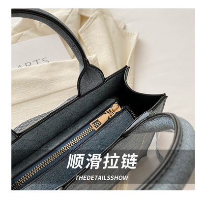 VINTAGE CHIC TEXTURED LETTER TOTE BAG Kadın çantası 2024 Yeni Büyük Kapasite Moda El Çantası Geniş Kemer Omuz Çantası
