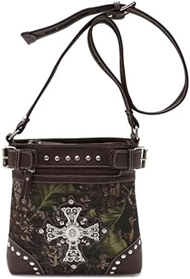 Kamuflaj Rhinestone Cross Pistol Buckle Western Crossbody El çantaları Cowgirl Country Dökme Çanta Kadınlar Tek Omuz