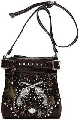Kamuflaj Rhinestone Cross Pistol Buckle Western Crossbody El çantaları Cowgirl Country Dökme Çanta Kadınlar Tek Omuz
