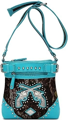 Kamuflaj Rhinestone Cross Pistol Buckle Western Crossbody El çantaları Cowgirl Country Dökme Çanta Kadınlar Tek Omuz