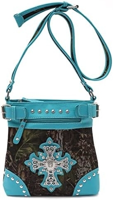 Kamuflaj Rhinestone Cross Pistol Buckle Western Crossbody El çantaları Cowgirl Country Dökme Çanta Kadınlar Tek Omuz
