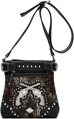 Kamuflaj Rhinestone Cross Pistol Buckle Western Crossbody El çantaları Cowgirl Country Dökme Çanta Kadınlar Tek Omuz