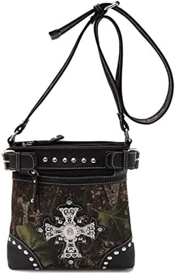 Kamuflaj Rhinestone Cross Pistol Buckle Western Crossbody El çantaları Cowgirl Country Dökme Çanta Kadınlar Tek Omuz