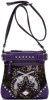 Kamuflaj Rhinestone Cross Pistol Buckle Western Crossbody El çantaları Cowgirl Country Dökme Çanta Kadınlar Tek Omuz